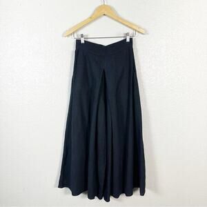 WHIT New York Womens Clemence Linen Wide Leg Crop Pant in Navy Blue‎ Size 2